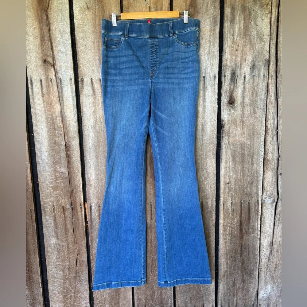 Spanx Blue Flare‎ Jeans Women's XL High Rise Pull-On